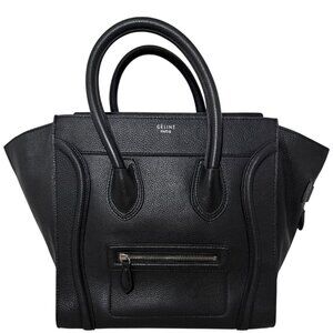 Celine Mini Luggage Black Drummed Calfskin Leather Tote Phoebe Philo Era 2012